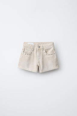 BERMUDA DENIM TACHAS ESTRELLAS / Crudo
