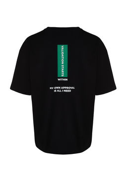 TRENDYOL MAN Siyah Oversize/Genis Kesim Yaz? Bask?l? %100 Pamuklu T-Shirt TMNSS24TS00014 - Trendyolmilla фото 6