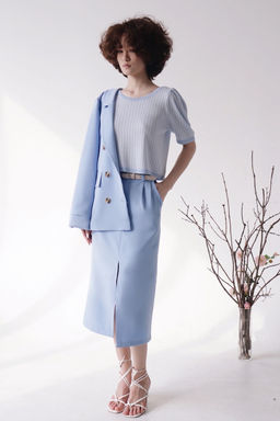 12138 Юбка миди-макси голубая