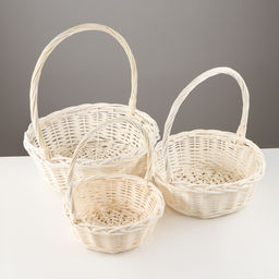 Корзина плетёная для хранения «Косичка», с ручкой, белая, набор 3 шт.