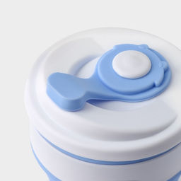 Стакан складной с крышкой Доляна «С собой», 350 мл, 8.5×14 см, голубой