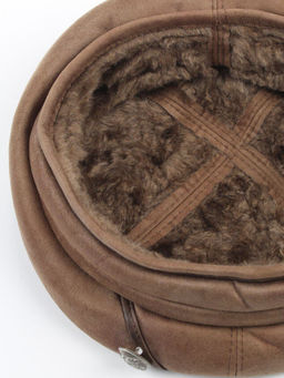 1151-1 KHAKI Берет зимний женский (искусственная замша, искусственный мех)