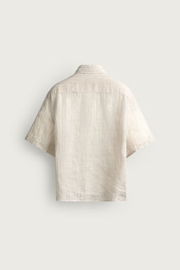CAMISA JACQUARD RAYAS 100% LINO / Beige - Zara фото 7
