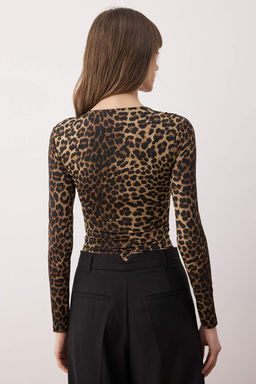 Kahverengi Leopar Bask?l? Alttan C?tct?l? Esnek Orme Body TWOAW26BD00016 - Trendyolmilla фото 4