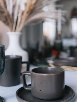 Чайная пара Доляна «Гранит», 2 предмета: чашка 270 мл, блюдце d=15.5 см, керамика, коричневая