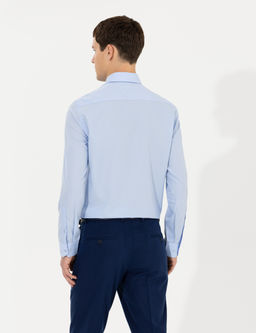 A__k Mavi Slim Fit Uzun Kollu Klasik G_mlek
