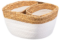 Набор 3 плетеных корзин 1 корзинка 30*25*14 см, 2 корзинки 22*14*12 см, белый - Elan gallery фото 4