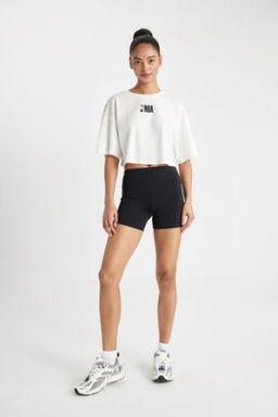 DefactoFit Siyah Beli Saran Esnek Biker K?sa Sporcu Tayt