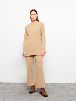 Kad?n Beli Lastikli D?z Triko Pantolon