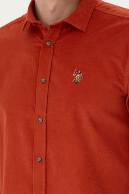 U. S. Polo Assn / Мужская рубашка с длинным рукавом кирпичного цвета - U.s. polo assn фото 21