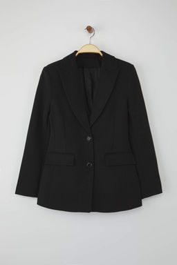 Siyah Fitted/Bele Oturan Dokuma Blazer Ceket TWOAW26BC00000