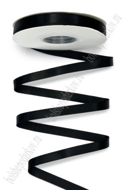 Лента атласная двусторонняя 1 см*25 ярд (SF-7881) черный №0006