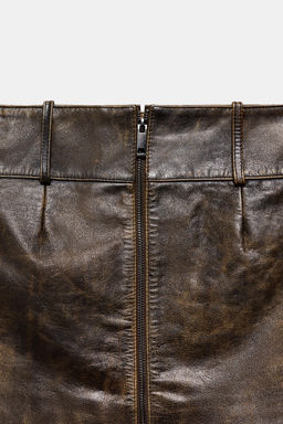 FALDA CORTA PIEL 100% ZW COLLECTION LIMITED EDITION / Marr?n - Zara фото 10