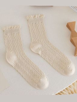 Носки р.35-40 Вязь Косичка Кремовые