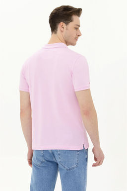 Мужская светло-розовая базовая футболка с воротником-поло - U.s. polo assn фото 5