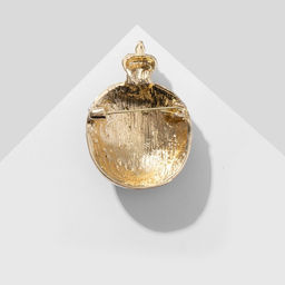 Брошь Гранат с короной, цвет чёрно-белый в золоте - Queen fair фото 2