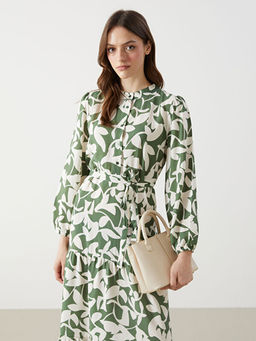 Hakim Yaka Desenli Elbise