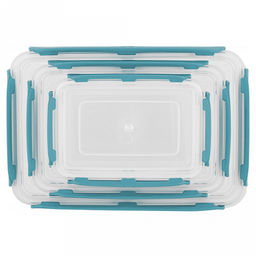 Контейнер с защелками пластмассовый Bergen 2,4л, 1,3л, 0,7л, голубой океан, набор 3шт (Россия) - Домашняя мода фото 4