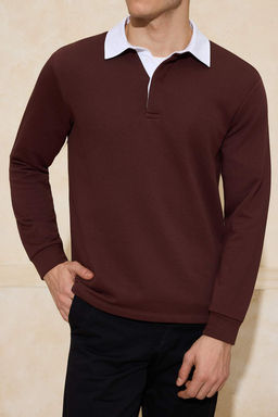 Lacivert Yeni Oversize/Genis Kesim Yakas? Dokuma Polo Yaka Sweatshirt TMNAW26SW00012 - Trendyolmilla фото 14