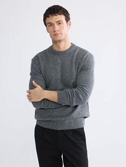 Bisiklet Yaka Y?n Kar???ml? Erkek Triko Kazak