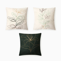Чехол на подушку Этель Цветы 3 шт, 40*40 см, велюр 100% п/э