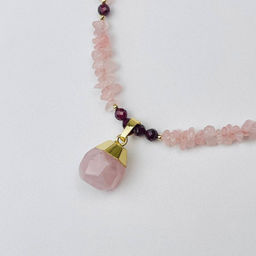 Колье из Розового кварца и Граната 45 см +