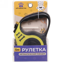 Поводок-рулетка "Дог" 5м до 15кг цвет желтый