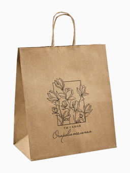 Цена за 10 шт. Пакет подарочный крафтовый Цветочный 22?25?12 см