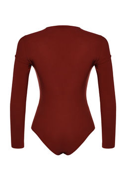 TRENDYOLMILLA Siyah Cut Out ve Buzgu Detayl? Fitted/Vucuda Oturan Esnek C?tc?tl? Orme Body TWOAW22BD0047  фото 7