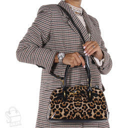 Сумка женская кожаная 6118Q leopard apricot Polina&Eiterou  фото 2