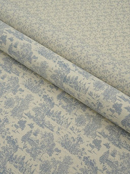 Хлопколен Туаль де Жуи - прованс цв.джинс (на суровом), ш.1.4м, лен-15%, хл-85%, 125гр/м.кв - Купава фото 5