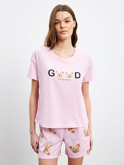 Ay? Teddy Bask?l? Kad?n ?ortlu Pijama Tak?m?