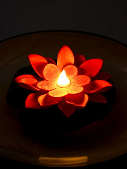 Садовый светильник для водоемов 10 х 13 х 15 см, на батарейке "Лотос" розовый СК-002