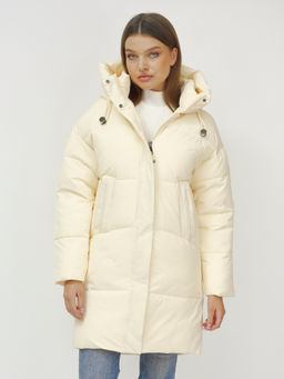Куртка пальто зимняя синтепон светло-бежевого цвета