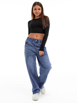 Джинсы-багги для девочек - Синий мир фото 3