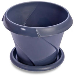 Цена за 6 шт. Кашпо для цветов пластиковое 0,3л d-10см "Флориана" с поддоном серый С383СЕР