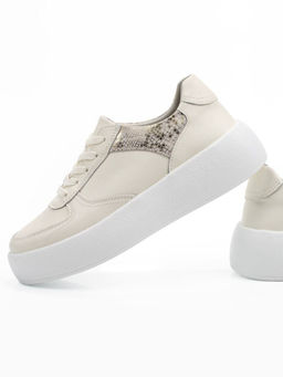 03-C140-2 LT. BEIGE Полуботинки спортивные женские (натуральная кожа)