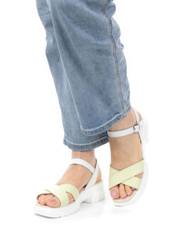 08-PED146-2 WHITE/YELLOW Босоножки женские (натуральная кожа)