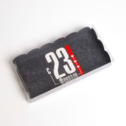 Цена за 5 шт. Коробка для печенья, кондитерская упаковка с пластиковой крышкой, 23 февраля, 10.5?21?3 см