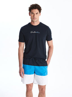 K?sa Boy Renk Bloklu Erkek Deniz ?ortu