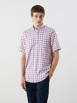 Regular Fit K?sa Kollu Ekose Arm?rl? Erkek G?mlek