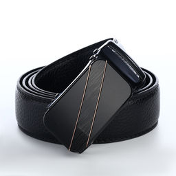 Ремень мужской, 120×3.5 см, кожа под флотер, пряжка автомат, прошив, чёрный