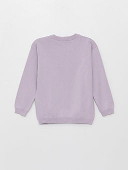 Bisiklet Yaka Bask?l? Uzun Kollu K?z ?ocuk Triko Kazak - Waikiki фото 2