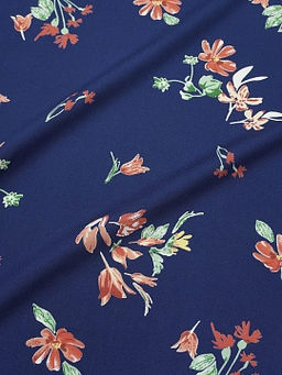 Штапель Премиум Цветочная пьеса на темно-синем, СОРТ2, ш.1.43м, вискоза-100%, 120гр/м.кв - Купава фото 9