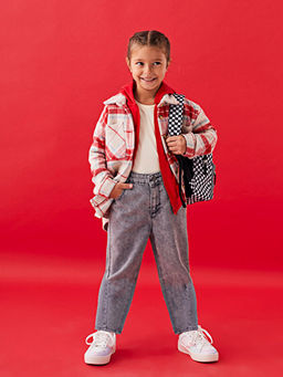 Basic K?z ?ocuk Mom Jean Pantolon