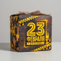 Цена за 2 шт. Коробка подарочная складная, упаковка, С 23 февраля!, 12?12?12 см