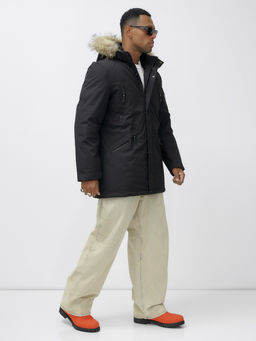 Парка мужская зимняя удлиненная с мехом черного цвета 606_1Ch - Mtforce фото 5