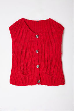 K?rm?z? Yumusak Dokulu Fitted Yelek TWOAW25YE00027
