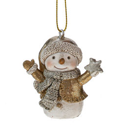 Фигурка декоративная подвесная "Снеговик", L4 W4 H5,5 см, 4в.