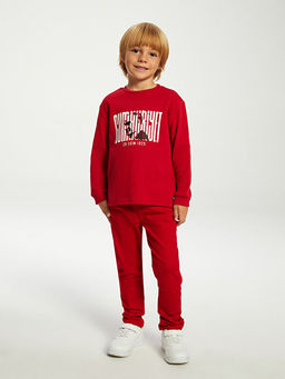 Bisiklet Yaka Uzun Kollu Atat?rk Bask?l? Erkek Bebek Ti??rt - Waikiki фото 2